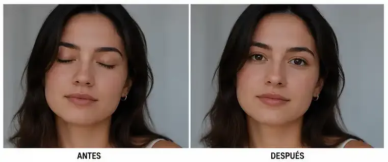 Ejemplo de corrección de ojos cerrados con inteligencia artificial